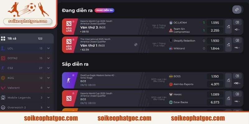 Những kèo đặt cược thể thao điện tử phổ biến nhất