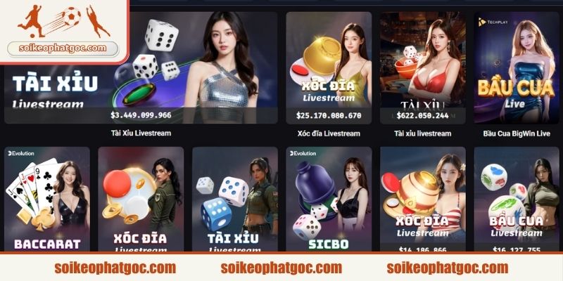 Sảnh Casino quy tụ nhiều tựa game sòng bạc kinh điển 